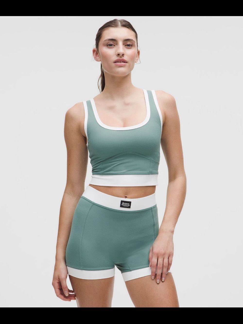lululemon athletica Sage Ribbed Nulu Crop & High-Waist Shorts Top XL/ Shorts 14